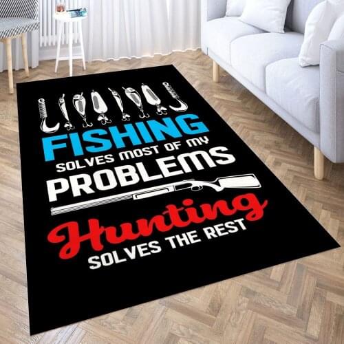 Fishing And Hunting Carpet for Living Room 3D Anime Cartoon Rug Gamer Teen Room Bedside Lounge Rug Kids Children Floor Mats