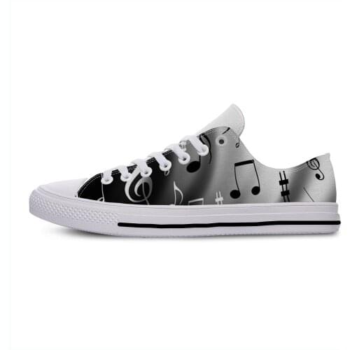 Piano Music Notes Keys Vintage Fashion Lightweight Classic Canvas Shoes Men Women Casual Breathable Sneakers