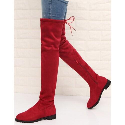 Autumn Women boot Faux Suede Women Over The Knee Boots Sexy High Heels Shoes Woman Female Slim Thigh High Boots Botas 35-43