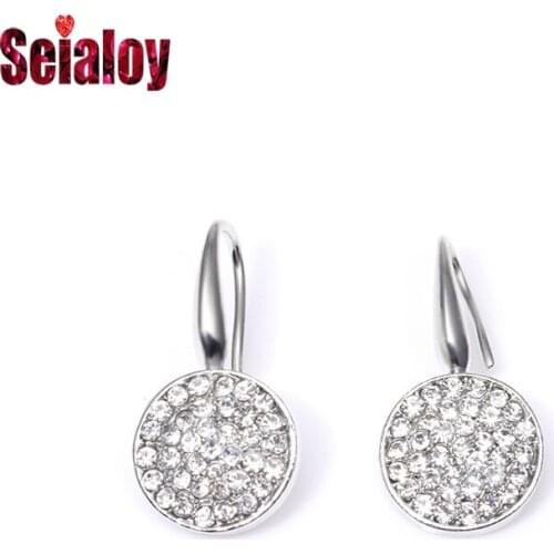 SEIALOY Vintage Earrings For Women Lovers 2019 Round Rhinestone Charm Brands Statements Dangle Earrings Jewelry Gifts