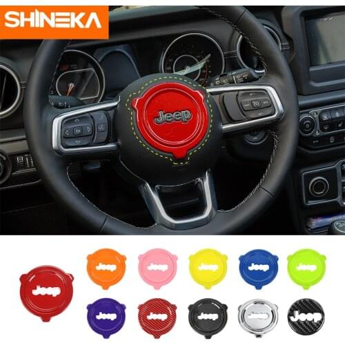 SHINEKA Interior Accessories For Jeep Gladiator JT Car Steering Wheel Panel Decoration Cover Stickers For Jeep Wrangler JL 2018