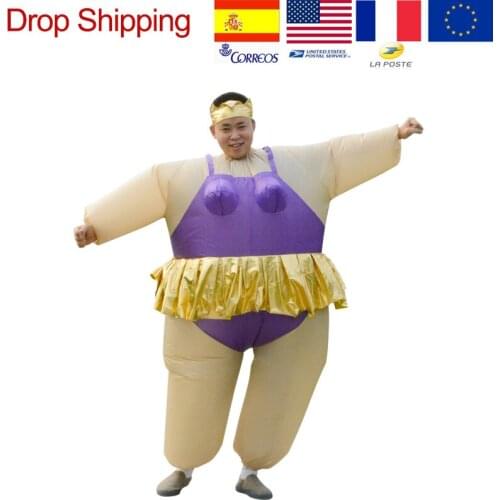 Cute Adult Inflatable Ballerina Costume Fat Suit For Adult Air Fan Operated Blow Up Cosplay Party Fancy Jumpsuit Outfit Grow Up