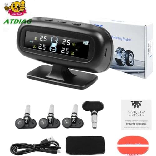 Professional Solar TPMS Car Tire Pressure Alarm Monitor System Display 4 External Sensors Temperature Warning Fuel Save