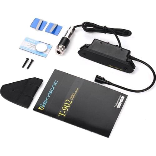 SKYSONIC T-902 Acoustic Guitar Active Soundhole Pickup Magnetic + Mic Dual Pickup with Volume Controls for Classic Folk Guitars