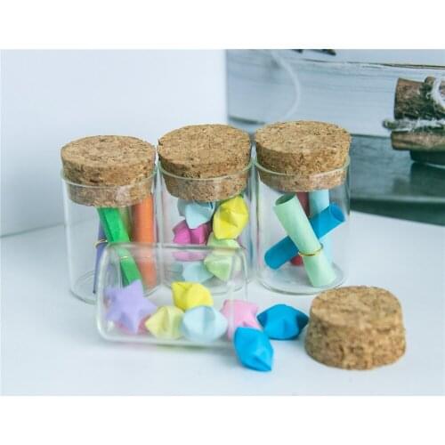 100 pcs 30x40 mm 15ml Flat Bottom Glass Tube Bottles With Corks Empty Scented Tea Little Jars Wishing Stars Decorative Bottles