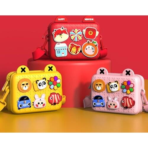 Cartoon Crossbody Bags Christmas Handbag Kids Cute Kindergarden Inclined Shoulder Bag With Cartoon Decorative Accessories