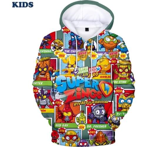 3 to 14 years old Childrens hoodie Novelty Super Zings Hoodies 3D Oversized Hoodie Streetwear Anime Superzings Sweatshirts Men