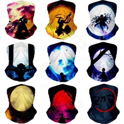 Outdoor Scarf Demon Slayer Cycling Hiking Bandana Polyester Neck Warmer Scarf Sun UV Shade Bandana Ciclismo Bandamka