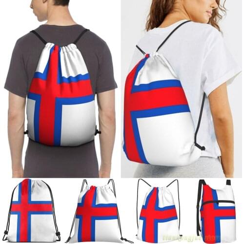 Unisex Drawstring Bags Faroe Islands Flag Women Drawstring Backpacks Men Outdoor Travel Backpacks Training Fitness Bag