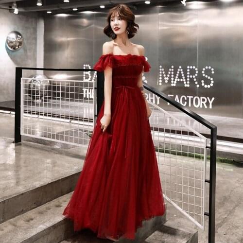 Vintage Red Bride Wedding Qipao Off Shoulder Robe Lacing Long Evening Dress Toast Clothing Cheongsam Vestidos
