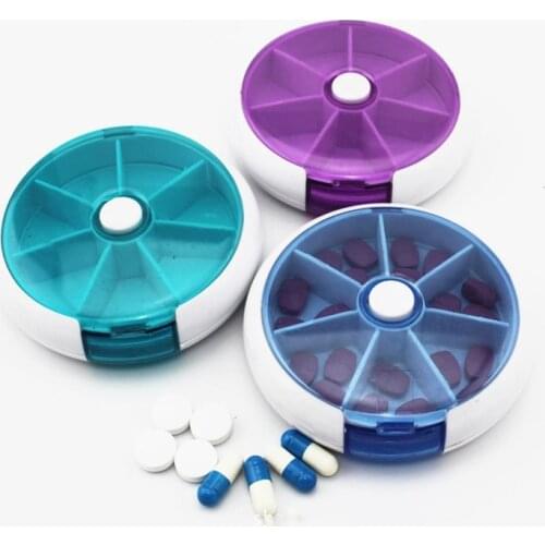 Weekly Rotating Pill Box Travel Pill Case Splitter Pill Organizer Medicine Box 7 Day Pill Cutter Tablet Container