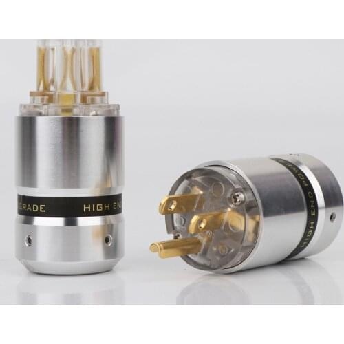 New OEM High End 24K Gold Plated US Power Cable Plug IEC Connector Female male Plug for Hifi power Plug extension adapter