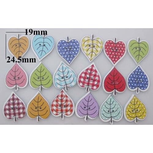 WBNLEN Mixed wood buttons Leaf shape 25mm*20mm sewing botoes para artesanato 200pcs/lot