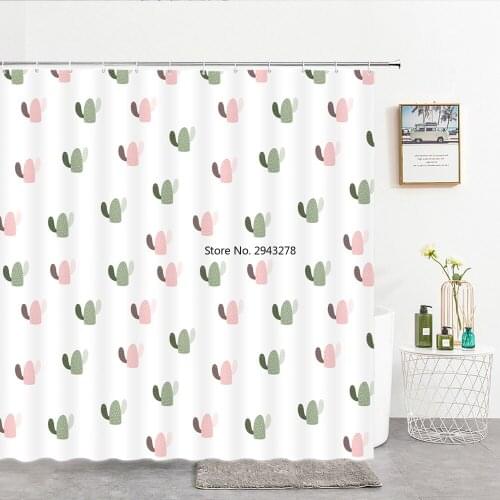 Lovely Cat Bathroom Curtains With Hooks Waterproof Polyester Cloth Cartoon Children Home Decoration Bath Room Shower Decor