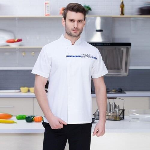 Women Men Short-sleeved Chef Service Kitchen Chef Jacket Restaurant Bakery Cook Chef Uniforms White Workwear Cook Costumes