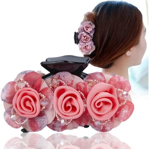 Handmade Elegant Ladies Hair Claws Hairpins for Girls Women Floral Hair Clip Flower Jewelry Vintage Headdress Hair Accessories