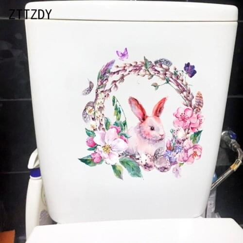 ZTTZDY 22.9CM×23.9CM Cute Bunny Wreath Bedroom Decoration Aesthetic Pattern Toilet Wall Stickers T2-0779