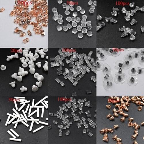 50pcs/lot Clear Soft Silicone Rubber Earring Backs Safety Bullet Stopper Rubber Jewelry Accessories DIY Parts Ear Plugging