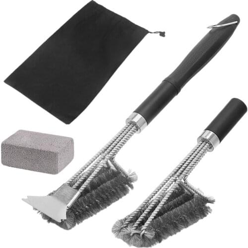 2/3/4pcs Portable BBQ Grill Barbecue Kit Cleaning Brush Stainless Steel Cooking Tools Barbecue Gadgets Accessories Grill Scraper