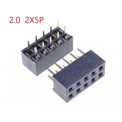 20pcs 2x5P 10 Pin 2.00 mm Female Header Pin Headers dual row Straight Through Hole Insulator height 4.30mm Rohs