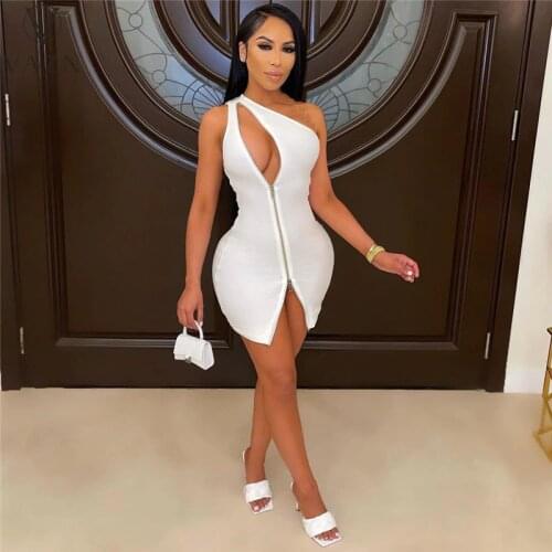 VAZN 2021 Top Quality Solid Halter Irregular Vintage Dress Pleated Chic Ladies Slim Elegant Female Sweet Young Women Dress