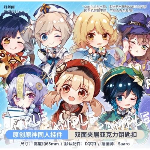 Acrylic Keyring Cosplay Bag Pendant Toy Gift 2021 Anime Genshin Impact Lisa Barbara Venti Klee Keychain Double-Sided Gift