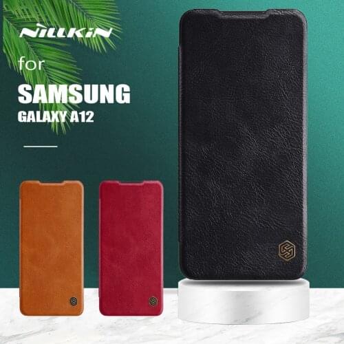 For Samsung Galaxy A12 Case Nillkin Qin Luxury Flip Leather Case Business Card Slot Slim Phone Case for Samsung Galaxy A12 Cover