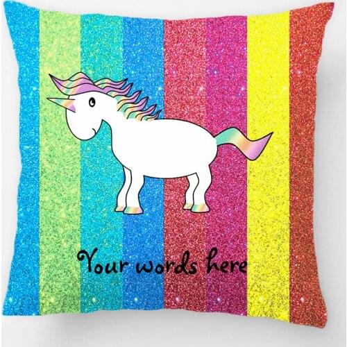 Unicorn With Rainbow Glitter Stripes Throw Pillow Case Decorative Cushion Cover Pillowcase Customize Gift By LVSURE For Car Sofa