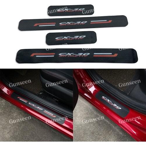 For Mazda Cx30 Door Sill CX-30 Carbon Fibre Texture Leather PU Protector CX 30 Auto Styling Car Accessories Pedal Sticker 2020