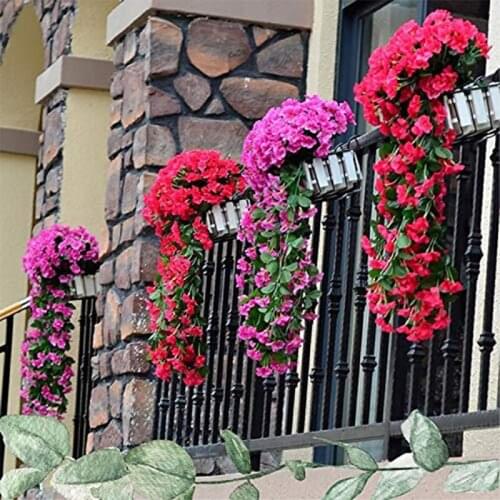 Artificial Violet Flower Simulation Party Decoration Valentines Day Wedding Wall Hanging Plant Basket Home Decor