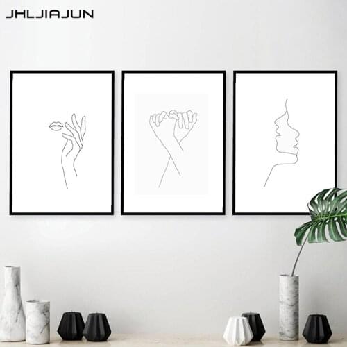 JHLJIAJUN Sketch Wall Art Line Drawing Print Minimalist Simple Fashion Canvas Poster Black White Painting Wall Picture Decor