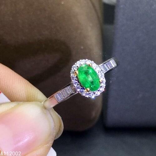 KJJEAXCMY fine jewelry natural Emerald 925 sterling silver new adjustable gemstone women ring support test classic elegant