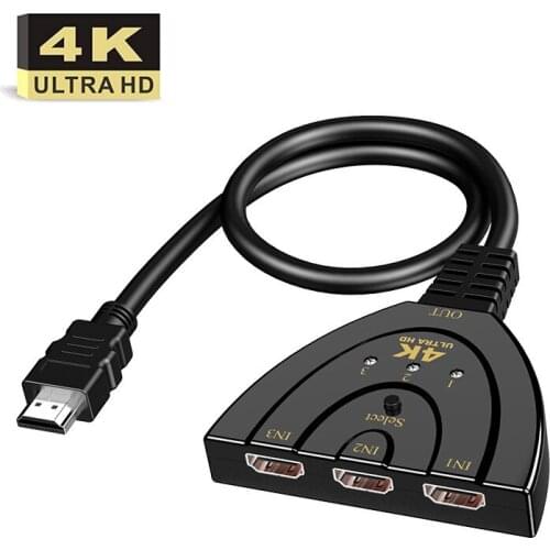 3-Port HDMI-compatible Switcher Auto Switch Selector Support Full HD 3D 1080P HDCP 3 In 1 Out Splitter For HDTV DVD PS3 PS4