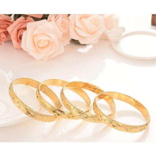 2pcs EthiopianWomen Gold Dubai Bride Wedding African/Arab/Middle East Bracelet Bangle Jewelry birthday Chines gift dropshipping