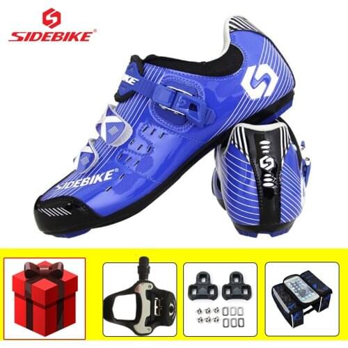 SIDEBIKE Road bike sneakers Unisex bicicleta triatlon breathable self-locking outdoor racing footwear add pedals Wear-resistant
