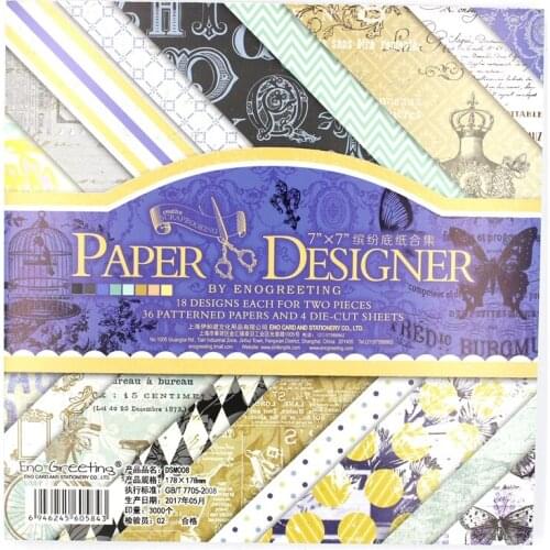 KSCRAFT 36sheets/lot Vintage Blue floral pattern creative papercraft art paper handmade scrapbooking kit set books