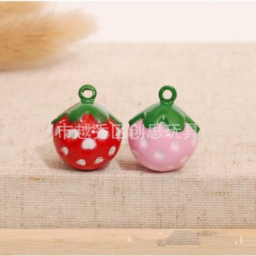 10pcs/set 22mm Starwberry Omamori brass bell Charms DIY Material for keyring earrings Pendant
