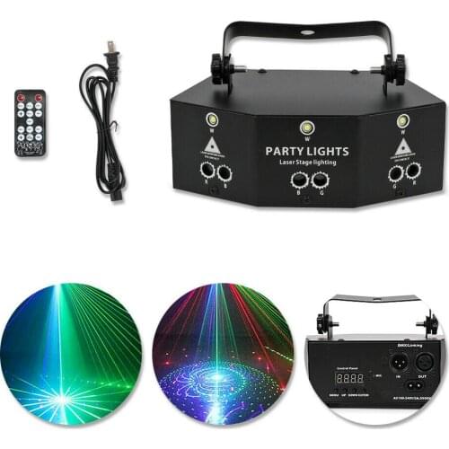 9 Lens RGB Scan Laser Light/DMX Line Beam Scanning Stage Lighting DJ Dance Bar Club KTV