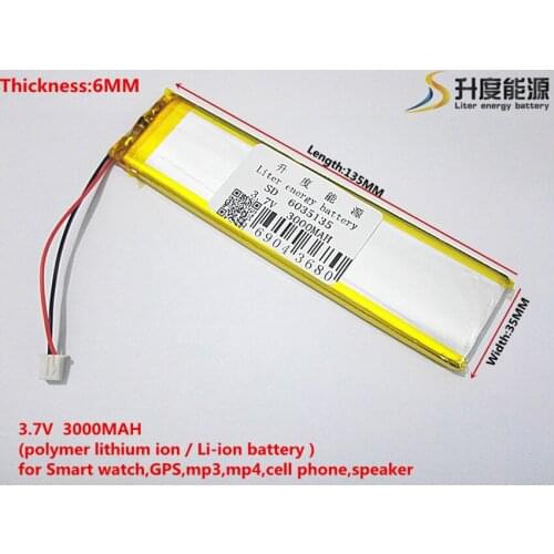 3.7V,3000mAH,6035135 PLIB ( polymer lithium ion battery ) Li-ion battery for tablet pc,GPS,mp3,mp4,cell phone,speaker