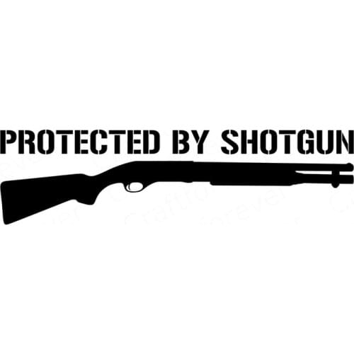 Fashion PROTECTED BY SHOTGUN Gu Car Sticker and Decals Decal Motorcycle Waterproof PVC KK 15cm X 4cm Car Decal