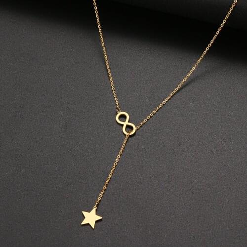316L Stainless Steel Fashion "8" And Star Pendant Layered Style Exquisite Necklace For Women Jewelry Party Friend Gifts 2021 New