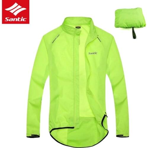Santic Men Cycling Jersey Rain Jacket UPF30+ Waterproof Windproof Long Sleeve Bike Green Jacket Fasion Sports Bicycle Clothes