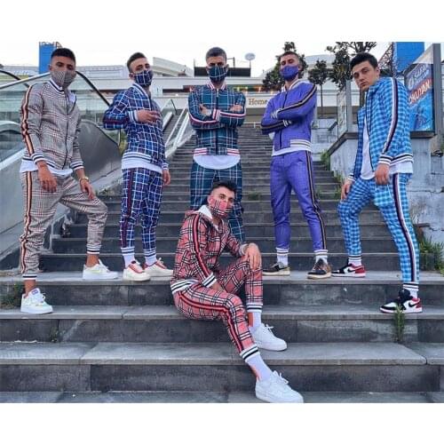 2021 Year Of The Ox Limited New Autumn And Winter Mens Casual Stripe Printing Set Color Matching Zipper Cardigan Jac