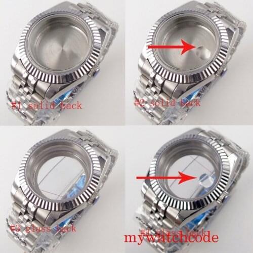 New 36MM Bliger Stainless Steel Watch Case Flat Sapphire Crystal Jubilee Strap For Miyota 8215 mingzhu 2813 NH35 NH36 Movement