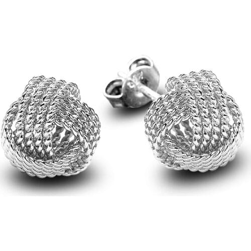 Solid Fashion Jewelry Mesh Ball Stud Earrings Knot Earrings Jewelry Gift for Women Girl LL@17