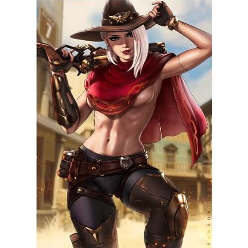 Overwatch Sexy Cool Woman Warrior Game Canvas Painting Custom Print Japanese Anime Movie Poster Wall Art Picture for Bedroom