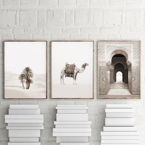 Desert Posters And Camel Prints Living Room Wall Picture Europe Morocco Door Boho Wall Art Retro Poster Canvas Painting