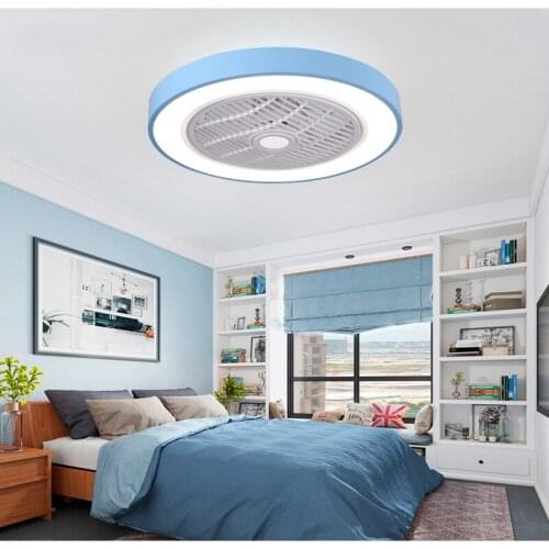 Modern Minimalism LED Bedroom Ceiling Light Fan with Remote Control Macaron Ultra-thin Novelty Living Room Creative Fan Lamp