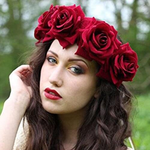 Okdeals 1PC Fashion Bohemia Style Rose Floral Headbands flower crown Hairband Wedding Hair Garland Bridal Girls Hair Acessories