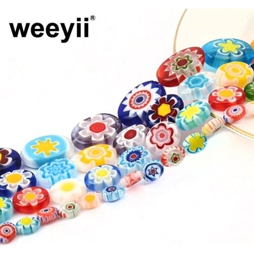 Colorful Mixed Oval Shape Glass Beads Flower Pattern Loose Spacer Beads For DIY Bracelet Necklaces Jewelry Making Accessories
